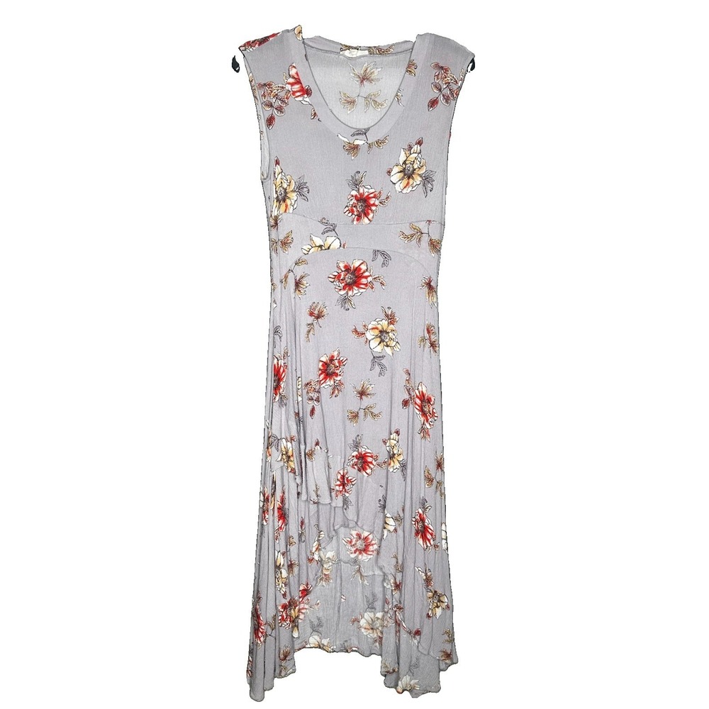 Easel Light Orchid Floral Ruffle Hi Low Sleeveless‎ Dress Women's Size Small